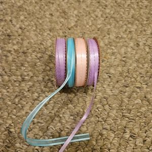 Lot Of 4 Ribbon Spools/Rolls 3/16” Used Assorted Brands Purple Pink Aqua